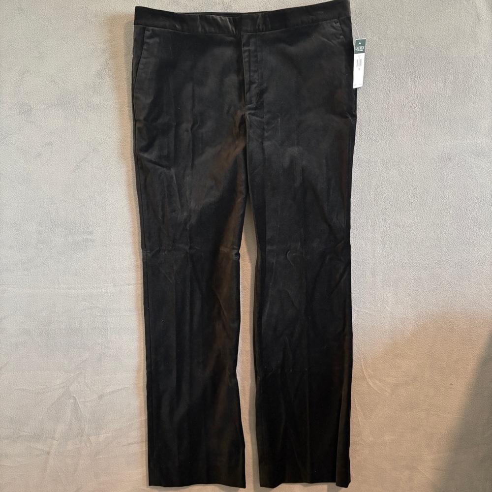 Ralph Lauren Velvet Feel Black Womens Dress Pants - Straight Leg Size 16